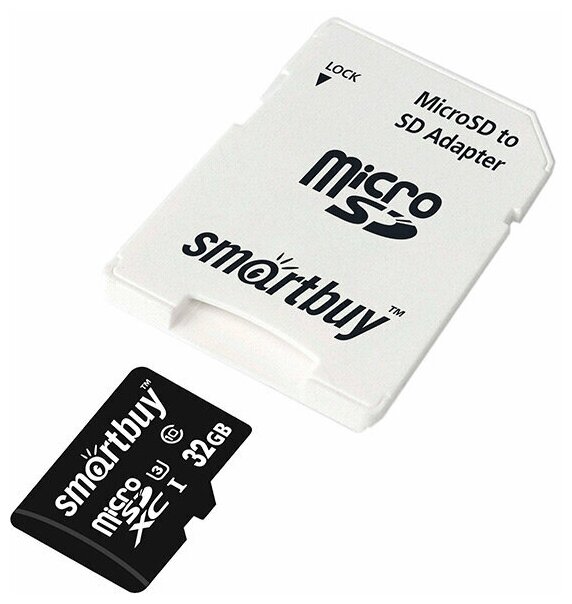 Карта памяти 32Gb - SmartBuy MicroSD Class 10 Pro UHS-I U3 SB32GBSDCL10U3-01 с адаптером SD