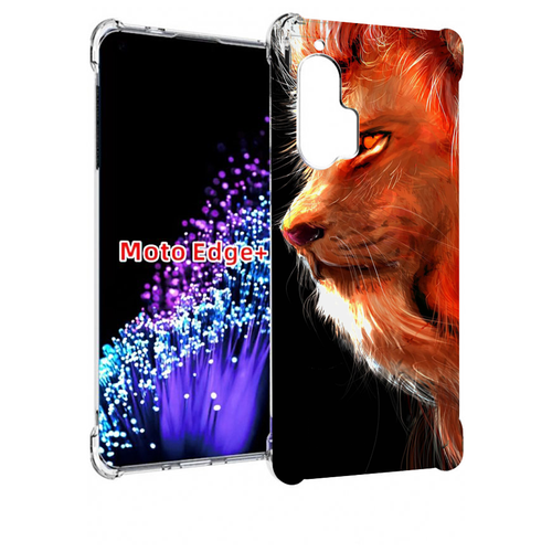 Чехол MyPads Арт-рисунок-льва мужской для Motorola Edge+ Plus задняя-панель-накладка-бампер