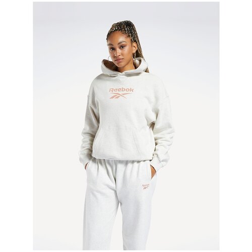 фото Худи reebok cl pf big logo ft hoodie, размер xxs, белый, бежевый