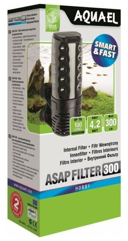 Фильтр внутренний AQUAEL ASAP FILTER 300 для аквариума до 100 л (300 л/ч, 4.2 Вт) - фотография № 12