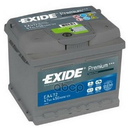 Exide Ea472 Premium_аккумуляторная Батарея! 19.5/17.9 Евро 47ah 450a 207/175/175 Carbon Boost EXIDE арт. EA472