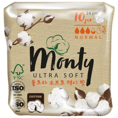 Monty прокладки Ultra Soft Normal Plus, 3.5 капли, 10 шт., оранжевый прокладки гигиенические maneki прокладки женские гигиенические мини серия neko mimi