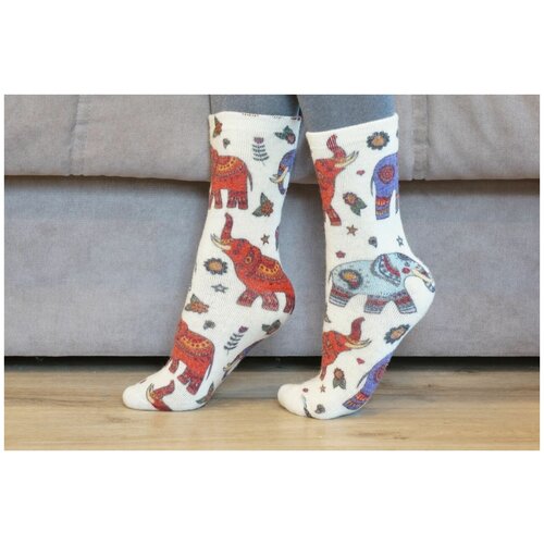 фото Носки шерстянки, размер 35/38, синий, голубой, белый, красный