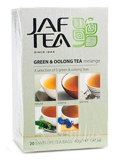 Чай зелёный JAF TEA Green & Oolong melange чай зеленый 20 пак. в конвертиках, Ассорти 5 видов - фотография № 5