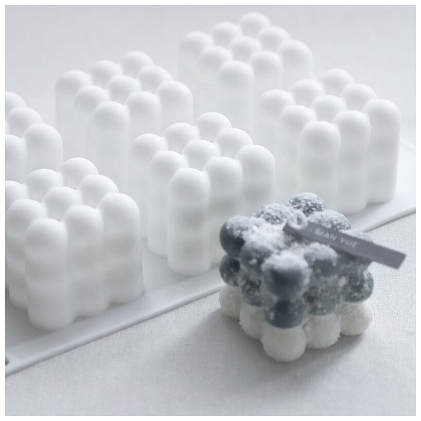 Силиконовая 3D форма из мягкого пищевого силикона в форме куба пузырей бабл (Bubbles) на 6 ячеек Молд Арт