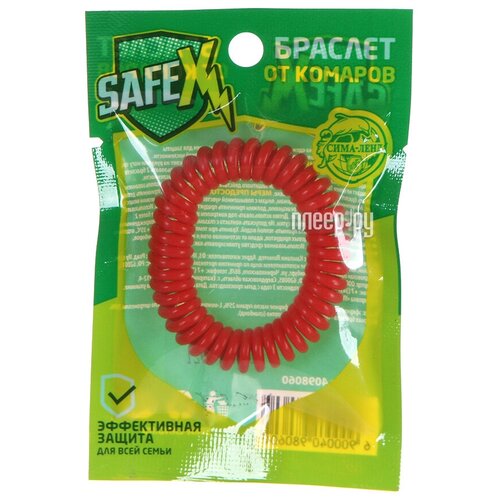 Браслет антимоскитный SAFEX пружинка, №2, красный, 1 шт