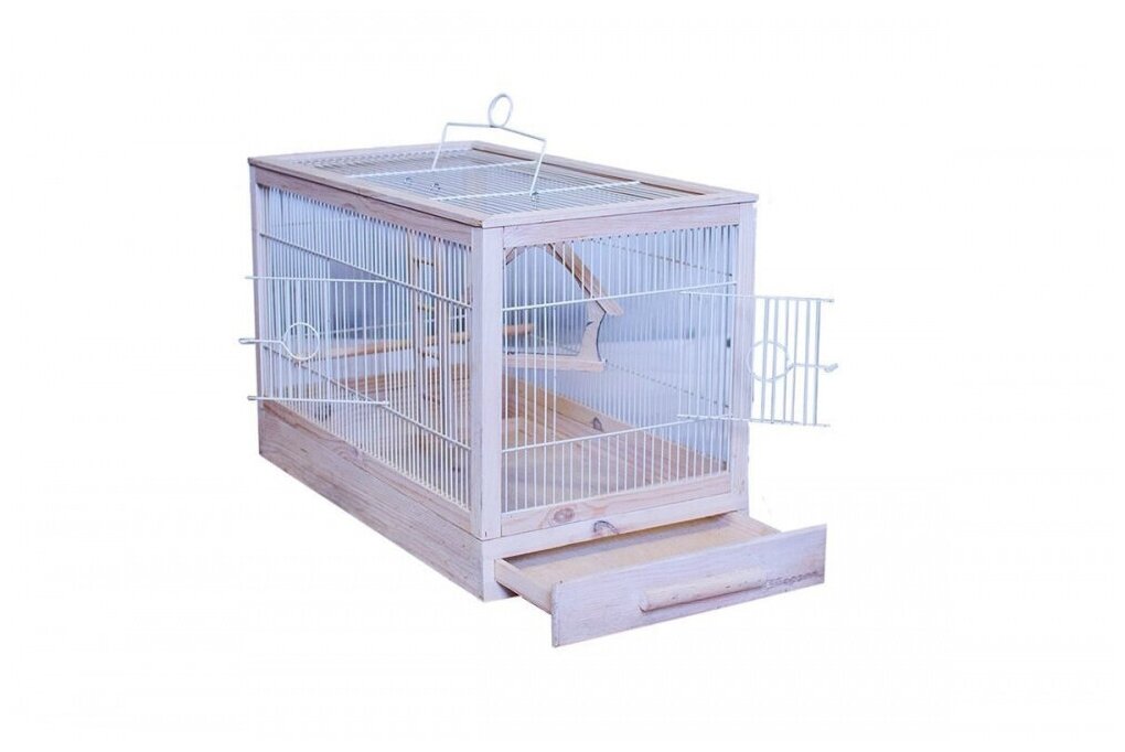 Darell ZooM Клетка для птиц "Ретро - кантри" средняя. деревянная. цвет белый. 56*30*35 - фотография № 5