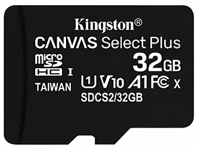 Карта памяти 32Gb - Kingston Micro Secure Digital HC Class 10 UHS-I Canvas Select SDCS2/32GBSP