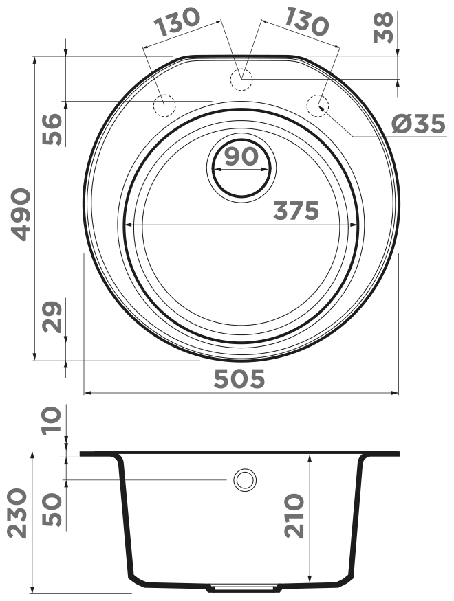 Мойка Miya 50R DC Tetogranit/темный шоколад - фотография № 2