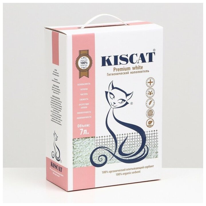 Kiscat Premium White наполнитель полигелевый 7л - фотография № 2