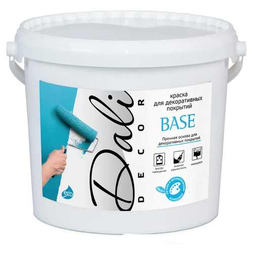 Краска акриловая DALI-DECOR Base матовая белый 0.9 л 0.9 кг dali dali decor quartz primer дали декор кварц праймер грунтовка адгезионная акриловая белый 12кг