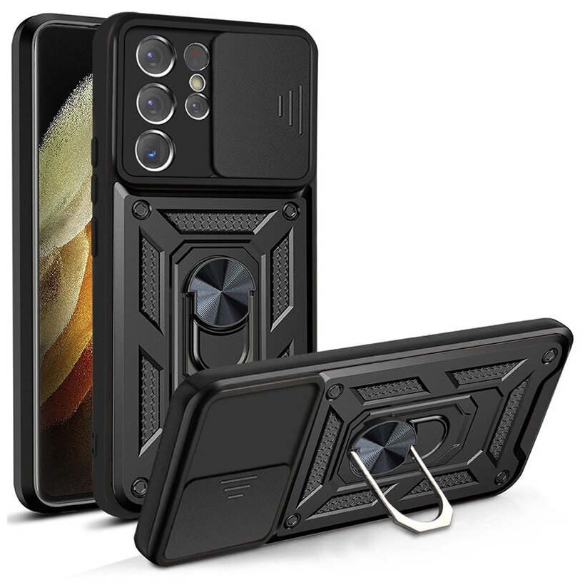 Чехол с кольцом Bumper Case для Samsung Galaxy S21 Ultra черный