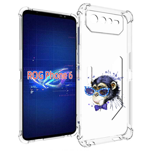 Чехол MyPads акварельная обезьяна для Asus ROG Phone 6 задняя-панель-накладка-бампер