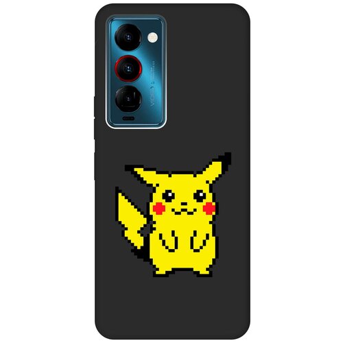 Матовый Soft Touch силиконовый чехол на Tecno Camon 18 Premier / Техно Камон 18 Премьер с 3D принтом Pixel Pikachu черный матовый soft touch силиконовый чехол на tecno camon 18 premier техно камон 18 премьер с 3d принтом raccon in a hollow черный