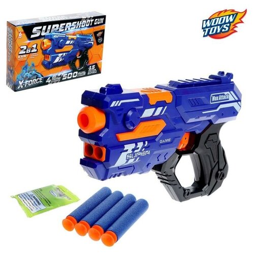 Бластер SUPERSHOOT GUN, стреляет мягкими пулями бластер supershoot gun стреляет мягкими пулями sl 05349 5541512