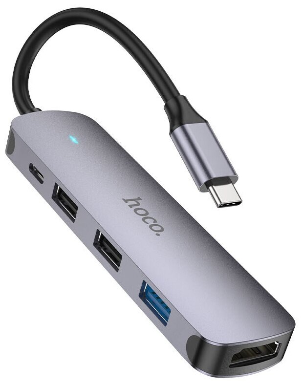 Hoco HB27/ Type-C хаб 5в1 (USB-C + 2 x USB2.0 + USB3.0 + HDMI) хаб для MacBook Apple и Windows