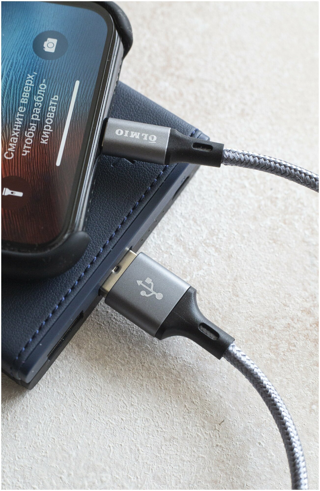Кабель OLMIO BASIC, USB 2.0 - lightning, 1.2м, 2.1A, текстильная оплетка, черный - фото №5