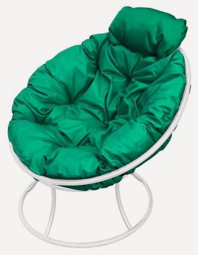 Изображение товара Садовое кресло M-group Папасан мини без ротанга белое + зеленая подушка