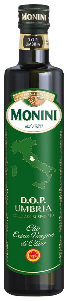 Масло оливковое Monini D.O.P UMBRIA Extra Virgin нерафинированное высшего сорта первого холодного отжима Экстра Вирджин, 0,25л