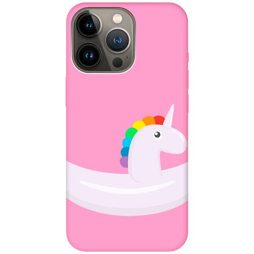 Силиконовый чехол на Apple iPhone 14 Pro Max / Эпл Айфон 14 Про Макс с рисунком Unicorn Swim Ring Soft Touch розовый чехол книжка на apple iphone 14 pro эпл айфон 14 про с рисунком swan swim ring золотистый