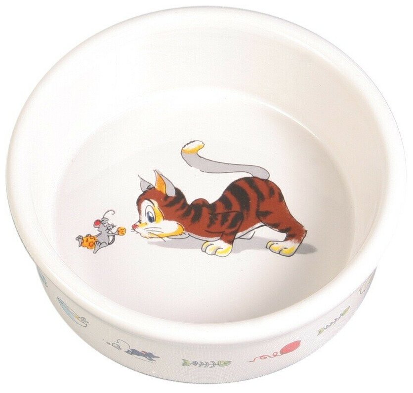 TRIXIE Миска для кошек "Кошка-мышка", керамика 0,2л*ф11,5см