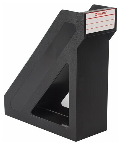 Лоток вертикальный для бумаг BRAUBERG "Basic", 265х100х285 мм, черный - фото №3