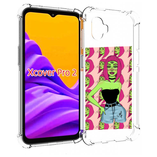 чехол mypads модная девушка женский для samsung galaxy xcover pro 2 задняя панель накладка бампер Чехол MyPads зеленая-девушка-с-глазом женский для Samsung Galaxy Xcover Pro 2 задняя-панель-накладка-бампер