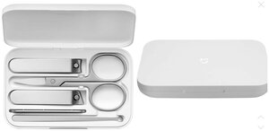 Фото Маникюрный набор 5 в 1 Xiaomi Mijia Nail для маникюра, педикюра, инструменты из нержавеющей стали с дизайном и ударопрочным кейсом белый