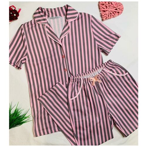 фото Пижама вс (рубашка+капри), цвет: розовый, арт. 1183 трикотаж +