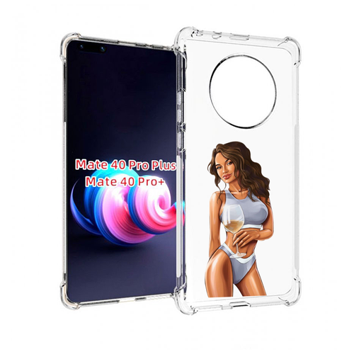 Чехол MyPads девушка-в-сером-купальнике- женский для Huawei Mate 40 Pro+ Plus задняя-панель-накладка-бампер