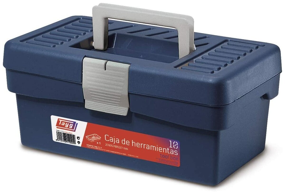 Ящик для инструментов TAYG №10 с лотком, синий, 290х170х127 мм