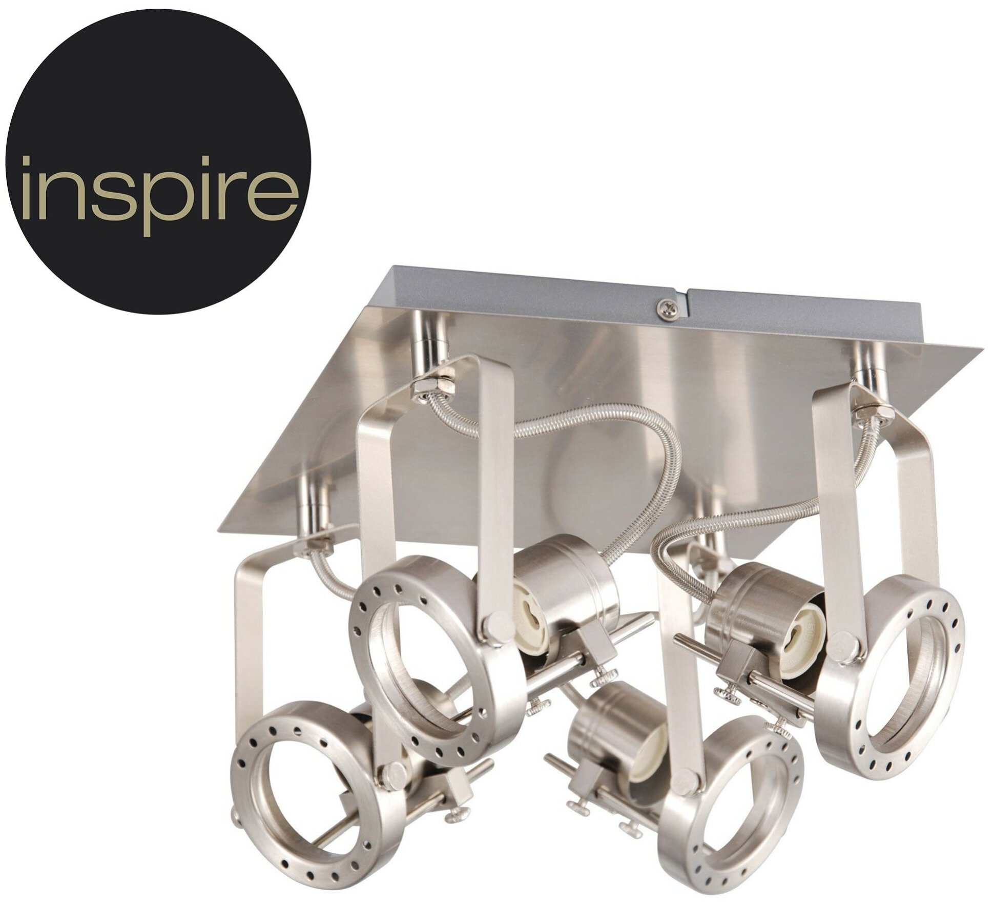 фото Спот поворотный Inspire Technic квадрат, 4 лампы, 8.4 м², цвет хром