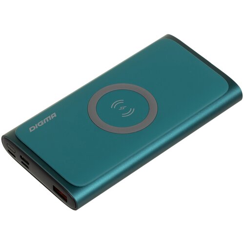 Внешний аккумулятор Digma DGPQ10G 10000mAh 3A QC PD 20W 1xUSB беспроводная зарядка зеленый DGPQ10G22CGN 229000₽