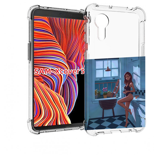 Чехол MyPads девушка-на-кухне для Samsung Galaxy Xcover 5 задняя-панель-накладка-бампер