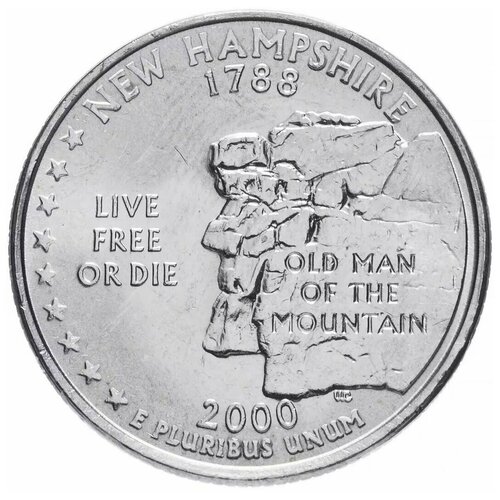 Монета 25 центов Нью Гэмпшир. Штаты и территории. США Р 2000 UNC