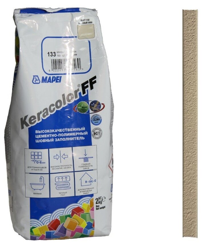 Затирка Mapei Keracolor FF №133 песочная 2 кг - фотография № 1