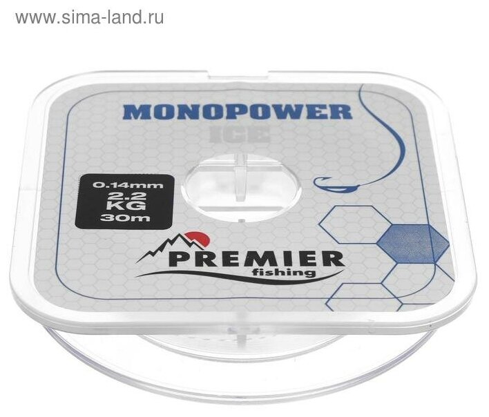 Леска PREMIER fishing MONOPOWER ICE 014 м 30 м Clear Nylon