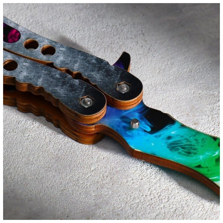 Сувенир деревянный "Нож Бабочка" радужный 7560860 - фотография № 5