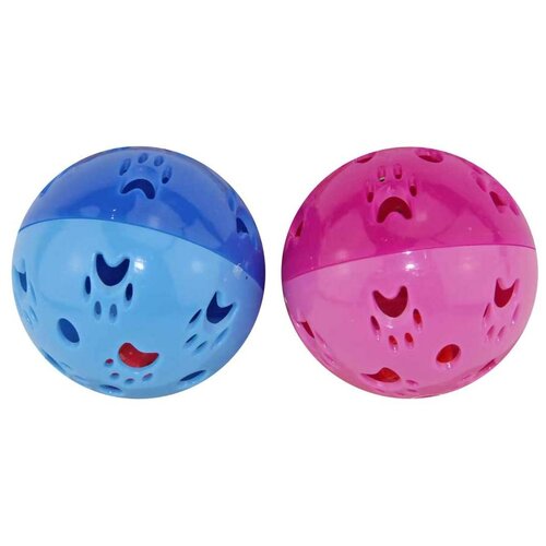 Мячик звенящий пластиковый для кошек, Dogman (2 шт, 5 см, цвета в ассортименте)