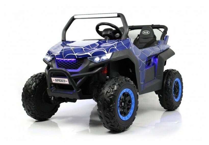 Детский двухместный электромобиль RiverToys T777TT 4WD синий Spider