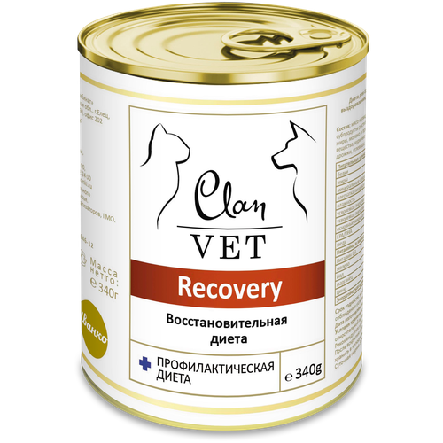 Влажный корм для собак CLAN VET, в период восстановления после операции 1 уп. х 1 шт. х 340 г масла жиры и яйца птиц закревский в