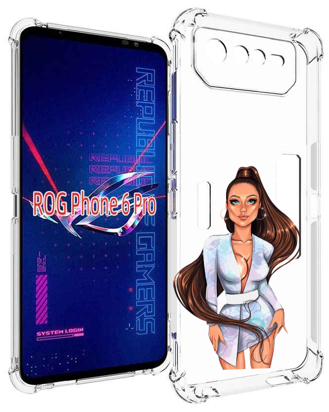 Чехол MyPads девушка-с-очень-длинными-волосами женский для Asus ROG Phone 6 Pro задняя-панель-накладка-бампер