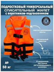 Спасательный жилет POSEIDON FISH Life vest подростковый до 50 кг с подголовником гимс, Беларусь