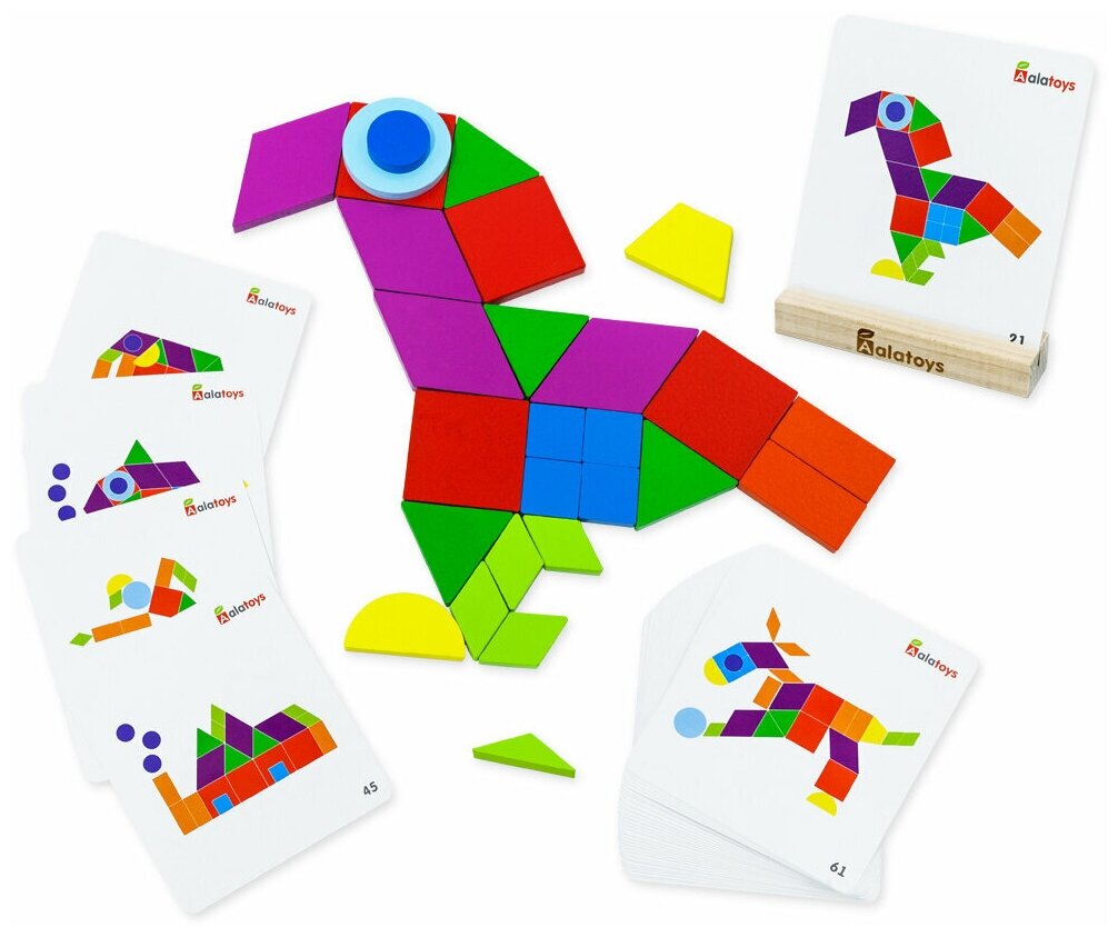 Мозаика Фигурки1, деревянный обучающий пазл, развивающая игра из цветных геометрических фигур и карточек с заданиями. Непоседа тренирует зрительное внимание, память, моторику.