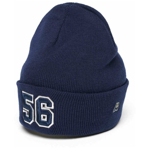 фото Шапка с номером 56 синяя atributika & club, номерная шапка с цифрами "пять; шесть" с отворотом атрибутика и клуб