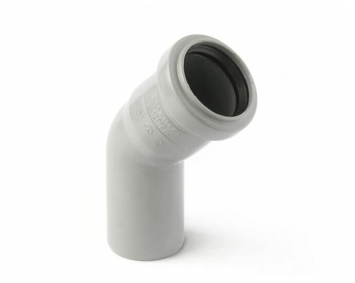 фото Отвод для внутренней канализации, 110 мм, угол 45 градусов, Россия