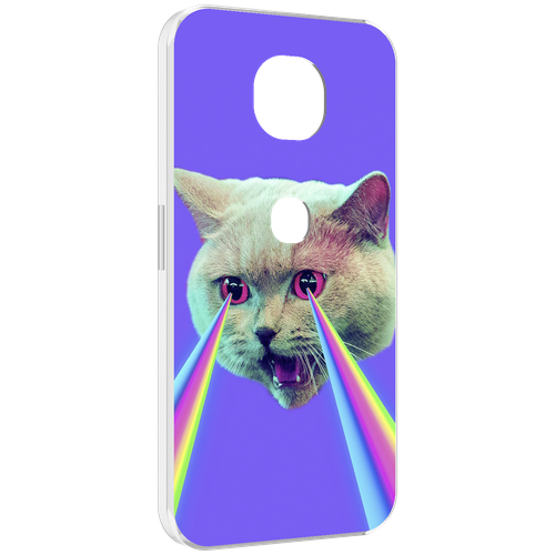 Чехол MyPads кот с радугой в глазах для Motorola Moto G5S (XT1799-2) задняя-панель-накладка-бампер