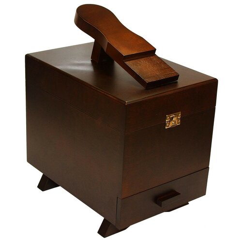 Ящик деревянный с подставкой для ноги для обувной косметики и аксессуаров (Под орех)