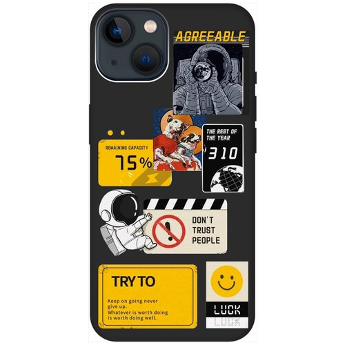 Силиконовый чехол на Apple iPhone 14 Plus / Эпл Айфон 14 Плюс с рисунком Space Stickers Soft Touch черный силиконовый чехол на apple iphone 14 эпл айфон 14 с рисунком cute stickers soft touch черный