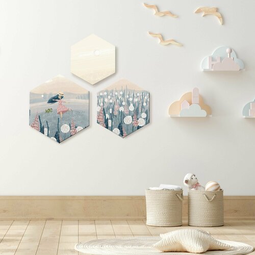 Модульная картина для интерьера на стену шестиугольная HAPPY FIELD CANVAS